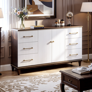 Sunvega Modern White and Cherry Finish Nightstand with Two Dovetail Drawers