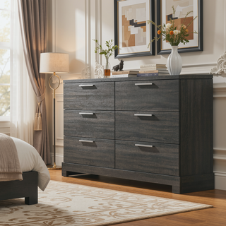 Sunvega Modern Gray Oak Chest with Five Spacious Drawers for Bedroom