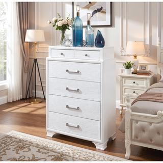 Sunvega White Finish Chest with French Dovetail and Black Felt Lined Top Drawers