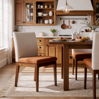 Sunvega Contemporary Upholstered Dining Chairs with Rubberwood Legs Set of 2