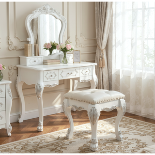 Sunvega Dresden II Bone White Finish Nightstand with Two Spacious Storage Drawers