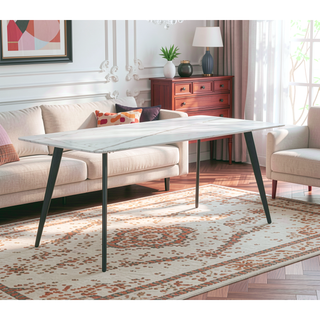 Sunvega 70 inch White Porcelain Kitchen Dining Table for 4-8 People