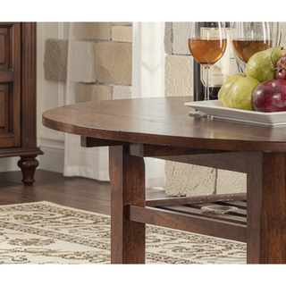 Sunvega Round Counter Height Table with 2 Drop Leaves and Stemware Rack