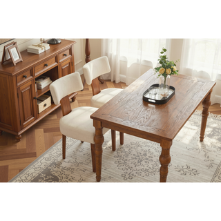 Sunvega Set of 2 Linen Fabric Modern Armless Dining Chairs With Curved Backrest