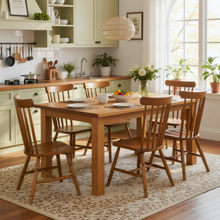 Sunvega Extendable Oak Dining Table with Butterfly Leaf for 6 to 8 People