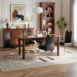 Sunvega Set of 4 White Thickened PU Dining Chairs with Ergonomic Design and Non-Slip Feet