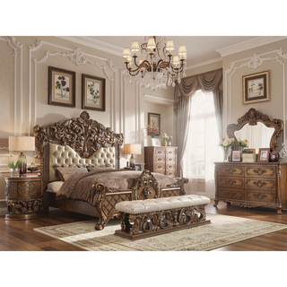 Sunvega Brown and Gold 2-Drawer Nightstand with Self-Closing Feature and Felt Lined Interior