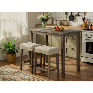 Sunvega Black Dining Table with Side Storage Shelves and Boucle Fabric Stools