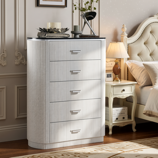 Sunvega Modern Contemporary Light Gray Chest with Cultured Stone Top and Chrome Handles