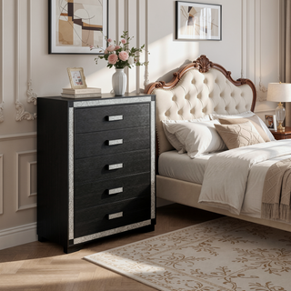 Sunvega White Nightstand with Integrated Speaker Cooler Insert and Glitter Detailing