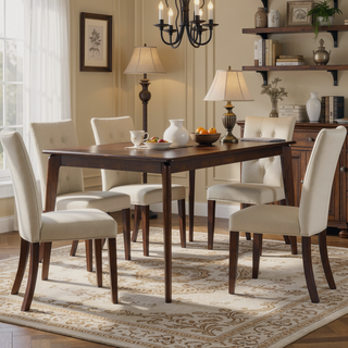 Sunvega Lindsey Mid-Century Modern Solid Wood Dining Table with White Top and Walnut Legs
