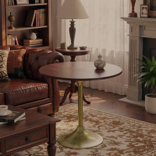 Sunvega Handcrafted Walnut Mango Wood Round Dining Table for 3