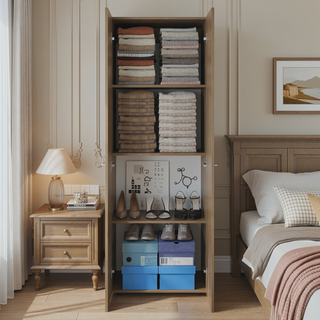 Sunvega Modern Armoire with 2 Doors and 4 Internal Shelves for Bedroom Storage
