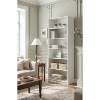 Sunvega White Wood Walk-In Closet with Two Rods and Oak Finish