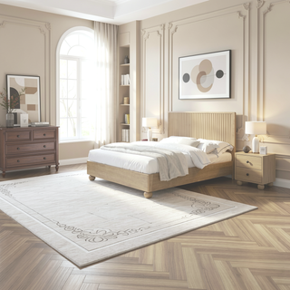 Sunvega Modern Bedroom Dresser with Fluted Panels and Rounded Legs in Light Oak