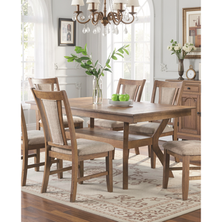 Sunvega Modern Natural Tone Dining Table with Open Lower Shelf for Kitchen