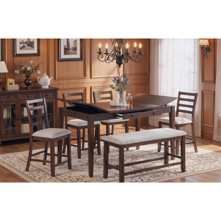 Sunvega Walnut Color Cushion Padded Seat Dining Room Bench in Contemporary Style