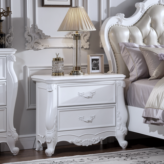 Sunvega Traditional Luxury Nightstand with 2 Drawers in Cherry Oak Finish