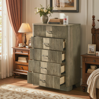 Sunvega Antique Oak Finish Transitional Rustic Nightstand with 2 Storage Drawers