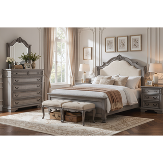 Sunvega Traditional Style 5-Drawer Chest with Rustic Gray Finish for Bedroom