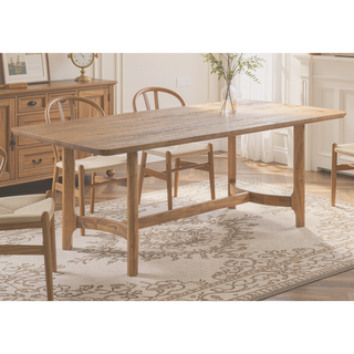 Sunvega Modern Rectangular Dining Table with Light Brown Beige Finish and Softly Rounded Corners