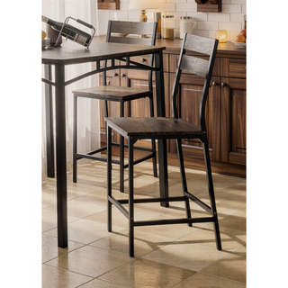 Sunvega Transitional Industrial 5pc Counter Height Dining Set With Square Table
