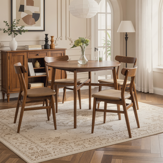 Sunvega Dark Brown Round Counter Table with Canted Chamfered Hairpin Legs