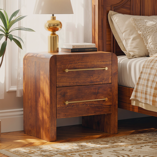 Sunvega Two Drawer Unit with Oak Frame and Mango Wood Inners in Hand-Distressed Finish