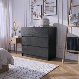 Sunvega Three Drawer Dresser with White Finish for Small Items Storage