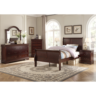 Sunvega Solid Wood Louis Philip Style Nightstand with Two Soft Close Drawers