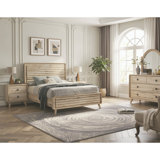 Sunvega Mid-century Style Nightstand with Two Drawers and Warm Wood-inspired Finish