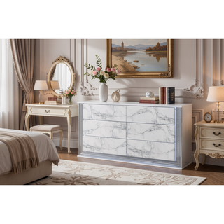 Sunvega Modern Sleek Nightstand with LED Light and Rich Chrome Accents
