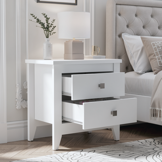 Sunvega High Quality Multifunctional Nightstand with Two Drawers and Superior Top