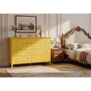 Sunvega Bright Yellow Storage Dresser With Ample Space For Modern Interiors
