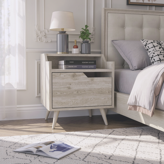 Sunvega Floating Nightstand with Spacious Drawer and Two-Tier Top for Bedroom Storage