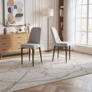 Sunvega Modern PU Leather Dining Chairs with Thick Soft Cushions and Black Metal Legs