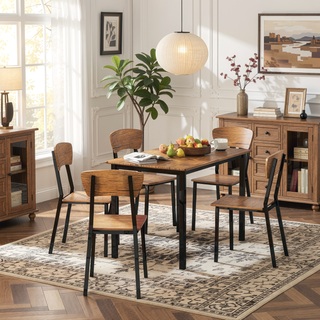 Sunvega 5-Piece Industrial Dining Table Set with 4 Chairs for Small Space