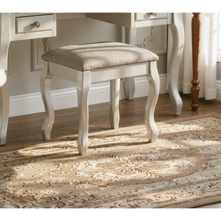 Sunvega Silver Contemporary Modern Vanity Set with Stool and Flip Down Mirror