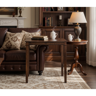 Sunvega Compact Farmhouse Counter Dining Set with Plank Effect Table Top and Shaped Stool Seat