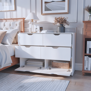 Sunvega Wenge 4-Drawer Dresser with Smooth Gliding Drawers for Organized Bedroom Storage