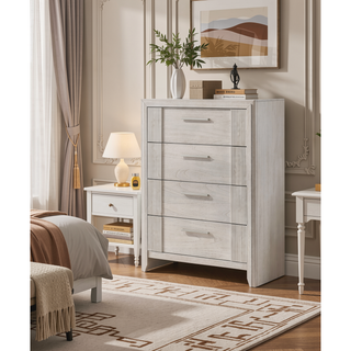 Sunvega Contemporary Mist White Finish Wooden Storage Chest with Four Drawers