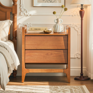 Sunvega Scandi Angle Face Solid Wood Nightstand with Modern Minimalist Design