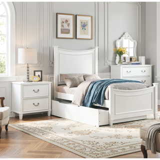 Sunvega White Transitional 2-Drawer Nightstand with Chrome Hanging Pulls