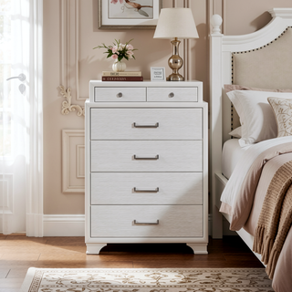 Sunvega White Finish Chest with French Dovetail and Black Felt Lined Top Drawers