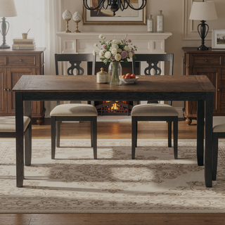 Sunvega Brown 6 Piece Dining Table Set with Contemporary Style in Earthen Dusk