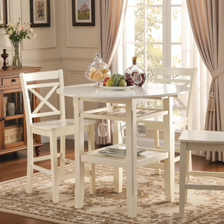 Sunvega Cream 2-Shelf Counter Height Table with Two Drop Leaves