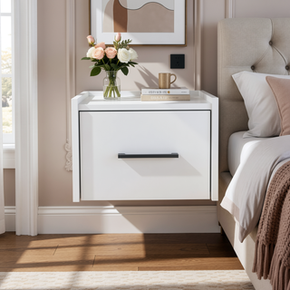 Sunvega Wall-Mounted Nightstand with Single Drawer for Bedroom or Living Room