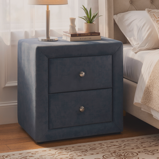 Sunvega Upholstered Velvet Nightstand with Storage Drawers for Bedroom