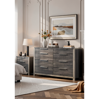 Sunvega 5 Drawer Chest in Jehoram Gray Finish with Wood Center Glide Drawers