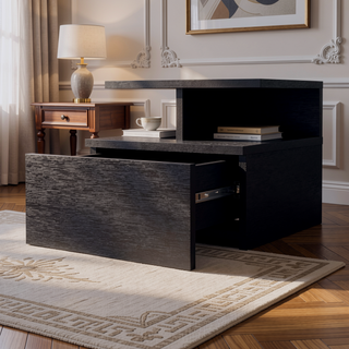 Sunvega Wall Mounted Nightstand with 2-Tier Shelf and Ample Storage Space